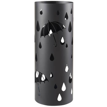 ACAZA Stevige Paraplubak met Ronde Vorm - Metalen Paraplu- en Wandelstokhouder - Hoogte 49cm - Zwart