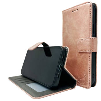 HEM Stylish Book Case geschikt voor Samsung S24 Plus hoesje met 3 pasjeshouders + fotovakje - telefoonhoesje - Rosegold