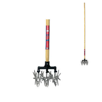 Synx Tools Rolcultivator 21 cm - Bodembewerkers - gazonmest - gazonbeluchter - hark - met steel 150cm