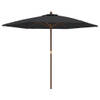 The Living Store Parasol - Houten Frame - Zwart - 299x240 cm - UV-beschermend polyester