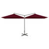 The Living Store Parasol Dubbel - Bordeauxrood - 600 x 290 x 260 cm - Polyester