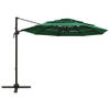 The Living Store Parasol - 4-laags - Groen - 300 x 300 cm (B x D x H) - UV-beschermend - Aluminium