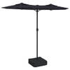 The Living Store Parasol Dubbel - Zwart en Donkergrijs - 316 x 145 x 240 cm - UV-beschermend polyester