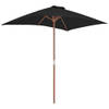 The Living Store Parasol - Tuin - 150 x 200 x 235 cm - UV-beschermend polyester - 38 mm paaldiameter - Zwart