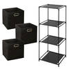 Storage Solutions Opbergrek Smartrack - met 3x mandjes stof - zwart - 34 x 104 cm - Opbergkastjes