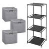 Storage Solutions Opbergrek Smartrack - met 3x mandjes stof - grijs - 34 x 104 cm - Opbergkastjes