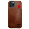 HEM Luxe Lederen Back Cover - Geschikt voor iPhone 14 Pro - Bruin - Telefoonhoesje / Achterkant voor 3 pasjes