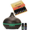 2BEHOME Aroma Diffuser 550ML met Afstandsbediening - Incl. 16 Etherische Oliën Cadeauset -Donkere houtlook-7 LED Kleuren