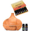 2BEHOME Aroma Diffuser 550ML met Afstandsbediening -Incl. 16 Etherische Oliën Cadeauset -Lichte houtlook - 7 LED Kleuren