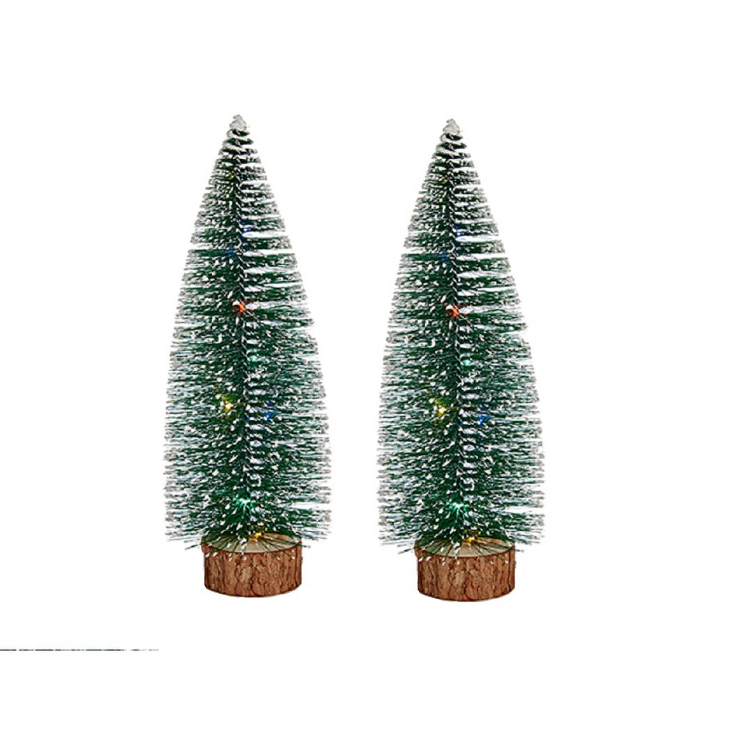 Krist+ Kleine decoraties kerstboompjes 2x stuks 30 cm met licht Kerstdorpen