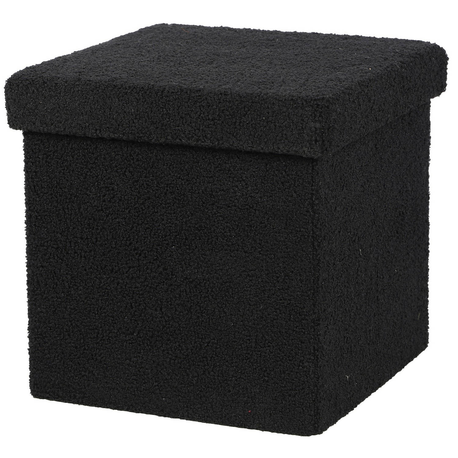 Urban Living Poef Teddy BOX hocker opbergbox zwart polyester-mdf 38 x 38 cm opvouwbaar Poefs