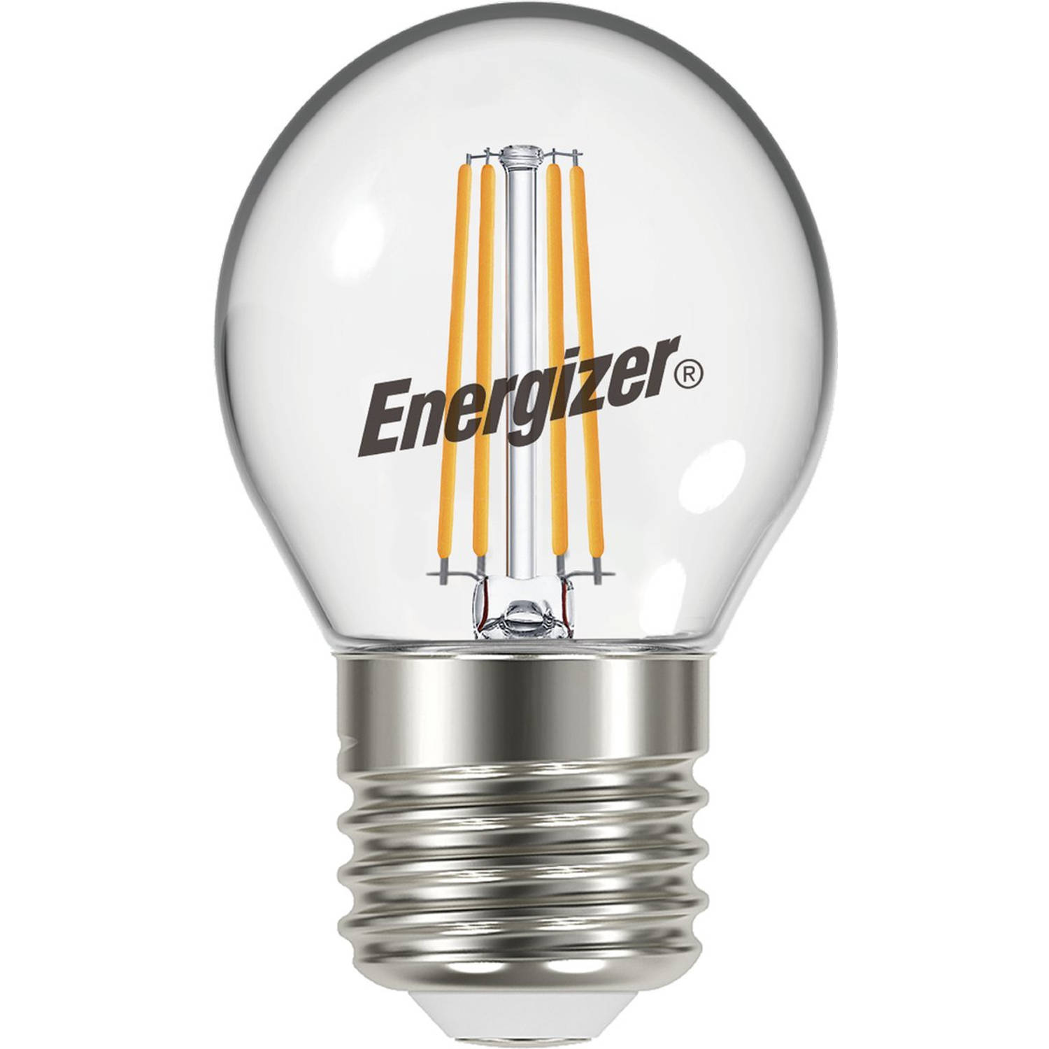 Energizer energiezuinige Led filament kogellamp - E27 - 5 Watt - warmwit licht - dimbaar - 5 stuks