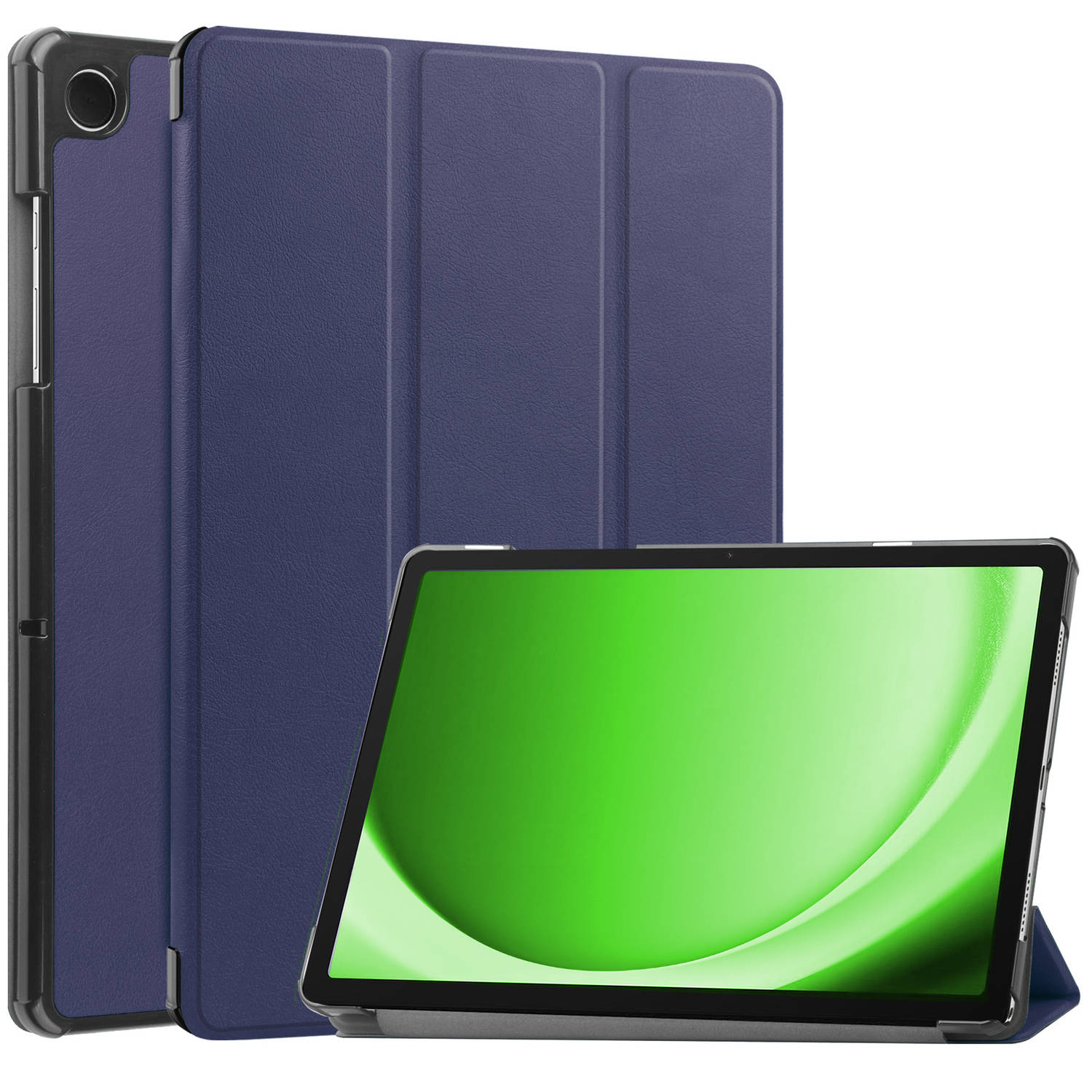 Basey Samsung Galaxy Tab A9 Hoesje Kunstleer Hoes Case Cover Samsung Galaxy Tab A9-Donkerblauw