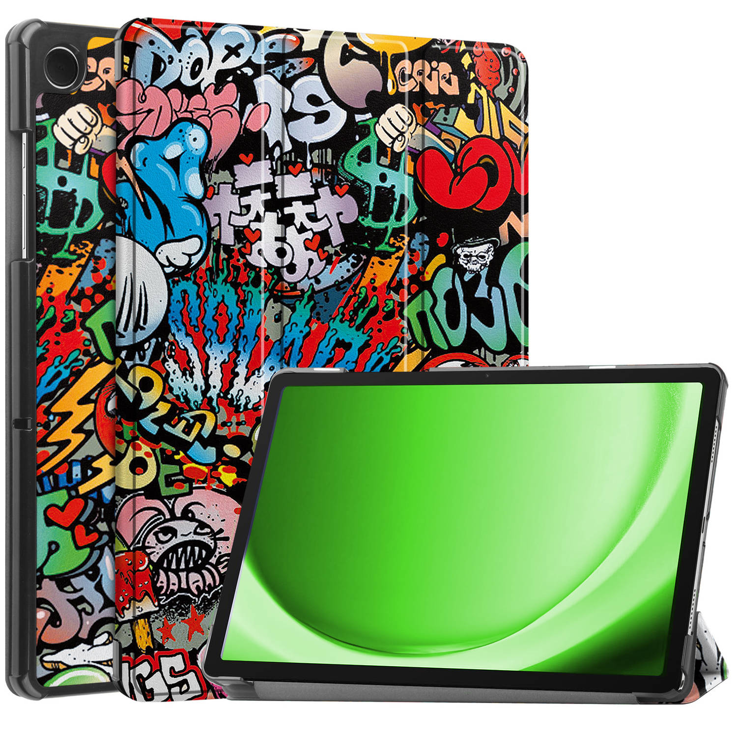 Samsung Galaxy Tab A9 Hoes Case Tablet Hoesje Tri-fold - Samsung Galaxy Tab A9 Hoesje Hard Cover Bookcase Hoes - Graffity
