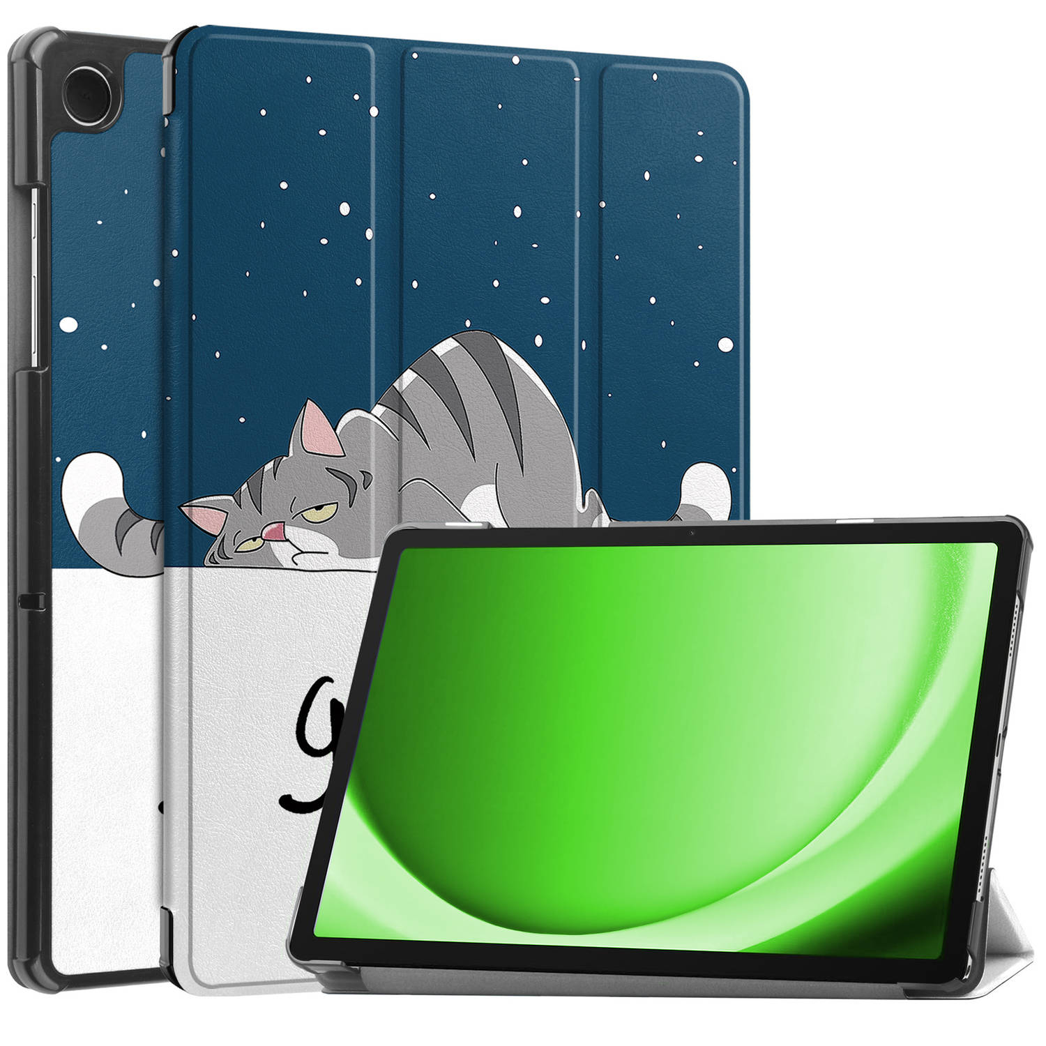 Basey Samsung Galaxy Tab A9 Hoesje Kunstleer Hoes Case Cover Samsung Galaxy Tab A9-Kat