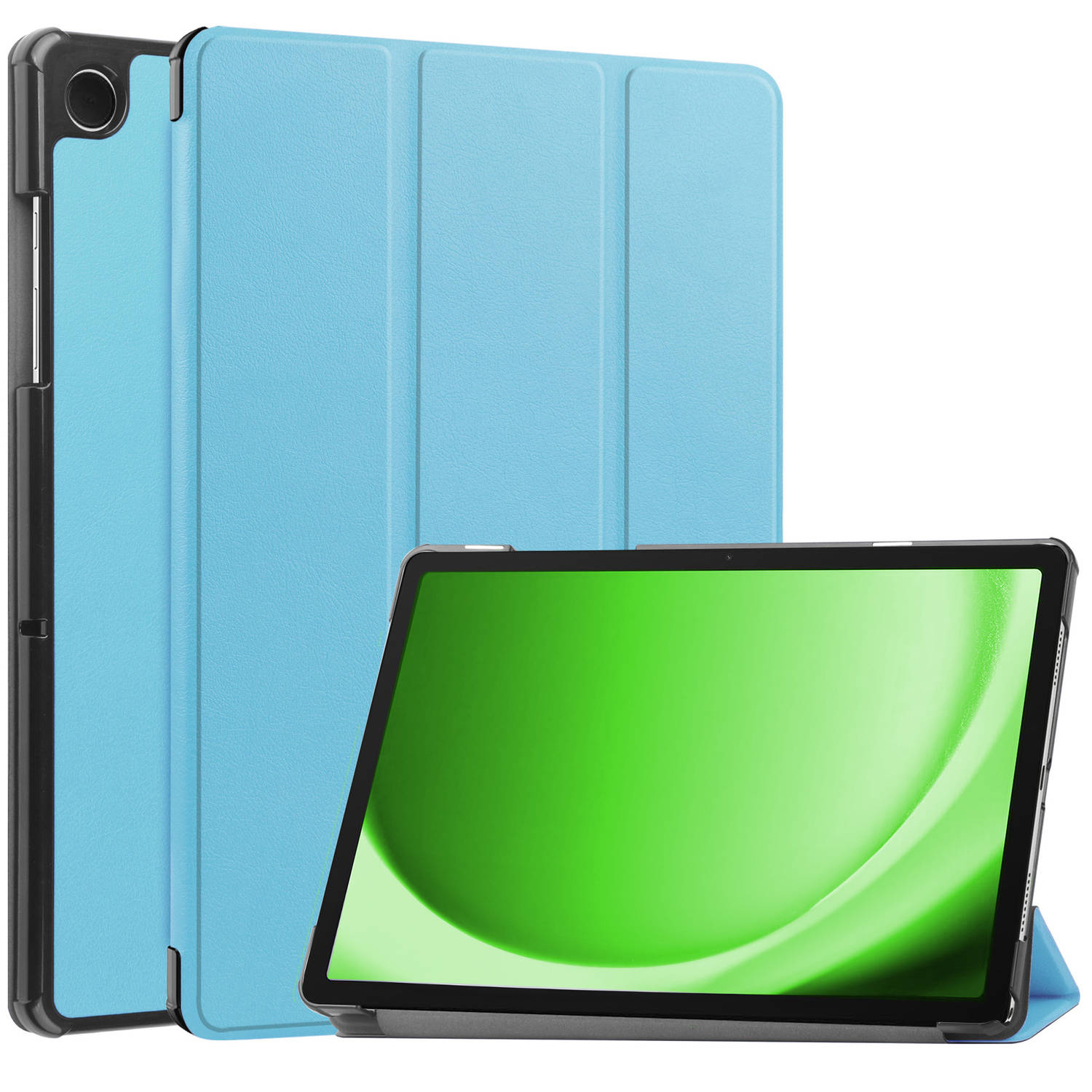 Basey Samsung Galaxy Tab A9 Hoesje Kunstleer Hoes Case Cover Samsung Galaxy Tab A9-Lichtblauw