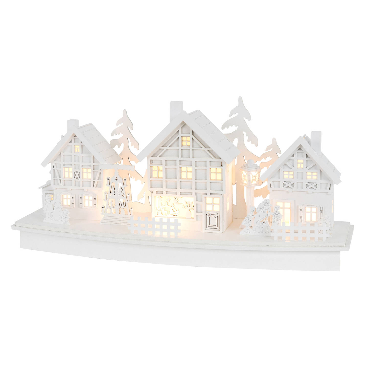 Lichtgevend Kerstdorp Wit met Warme Witte Houten Lampjes Model C