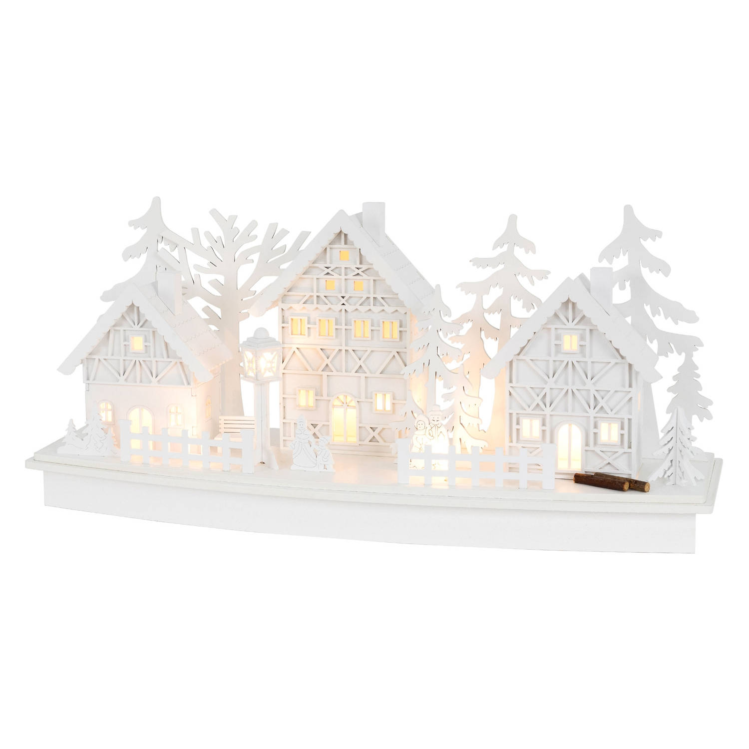 Lichtgevend Kerstdorp Wit met Warme Witte Houten Sprookjeslampjes Model B
