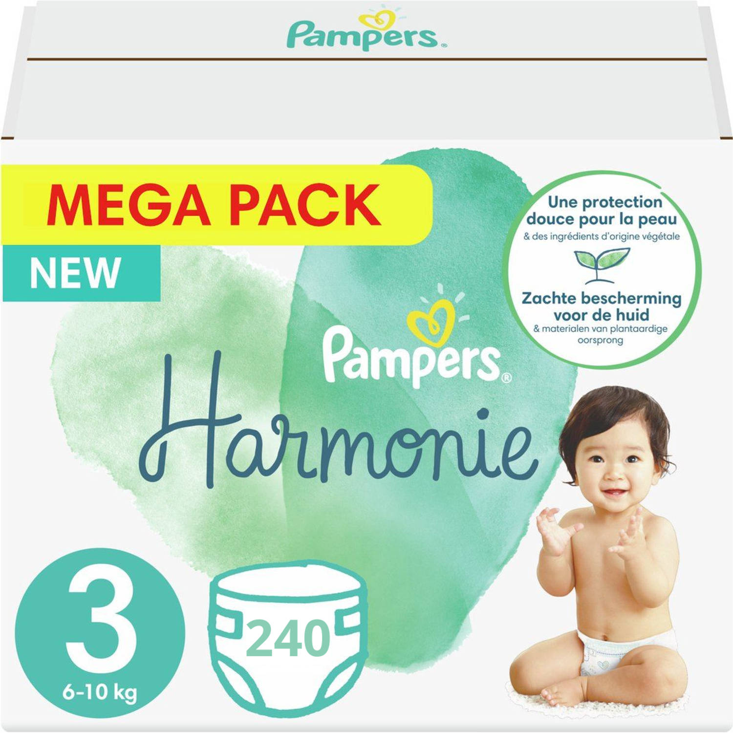 Pampers Harmonie / Pure maat 3 (6-10KG) - 240 stuks - Met 0% parfum - Voordeelverpakking