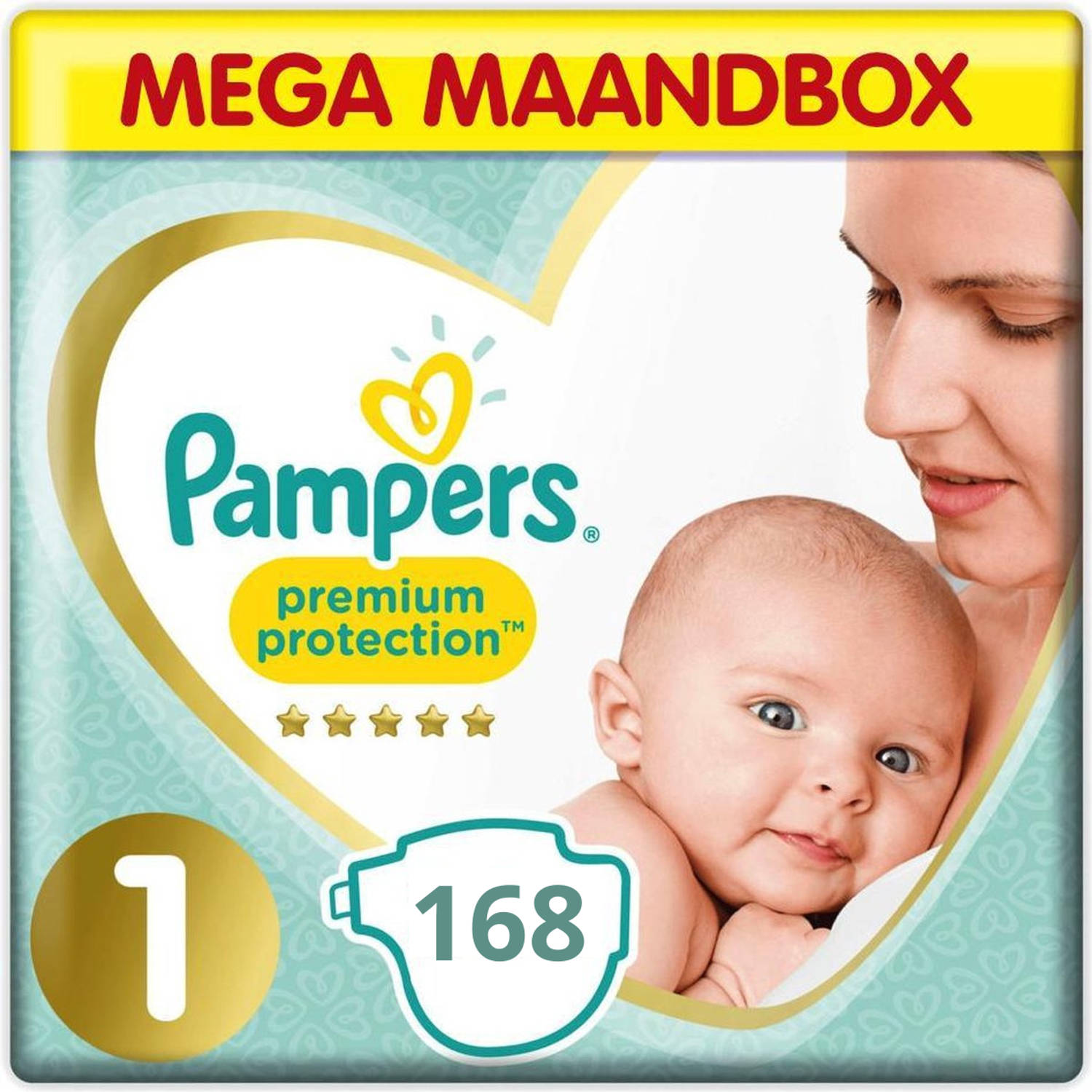 Pampers Premium Protection - Maat 1 - Mega Maandbox - 168 luiers