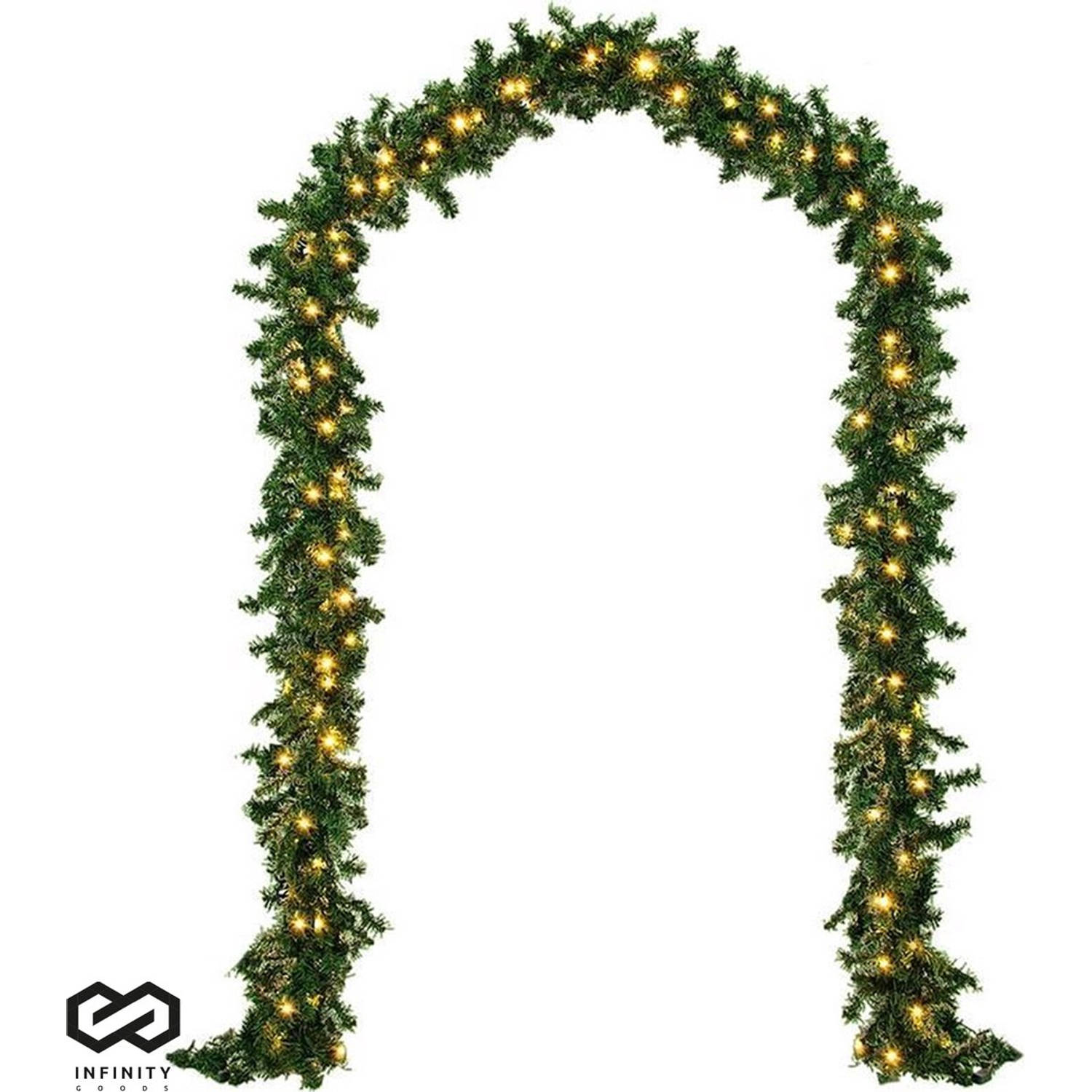 Infinity Goods Guirlande Met verlichting - Kerstversiering - 500CM - Kerstslinger - Kerstdecoratie - 100 LED - Groen