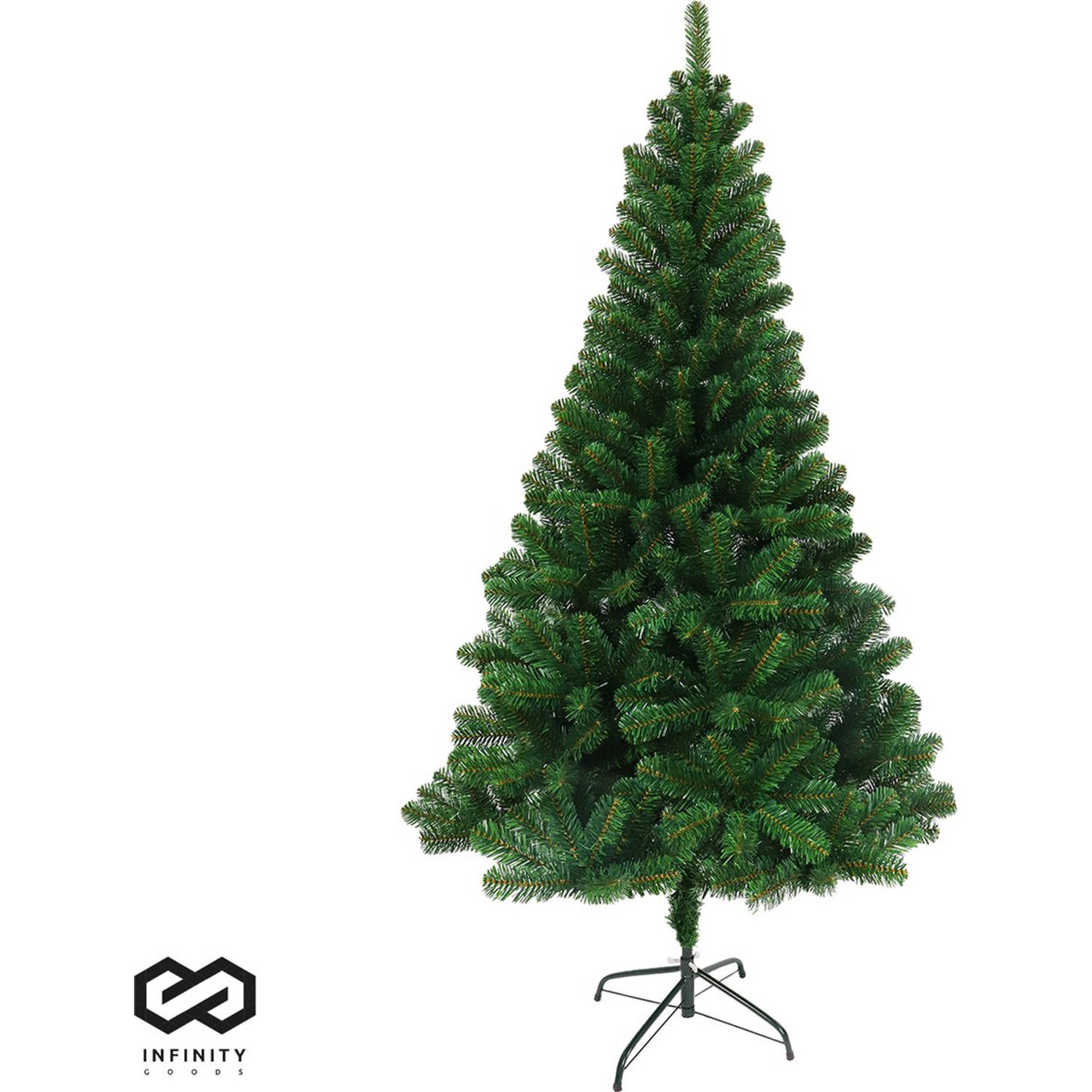 Infinity Goods Kunstkerstboom - 210 cm - Realistische Kunststof Kerstboom - Metalen Standaard - Zonder Verlichting - Groen