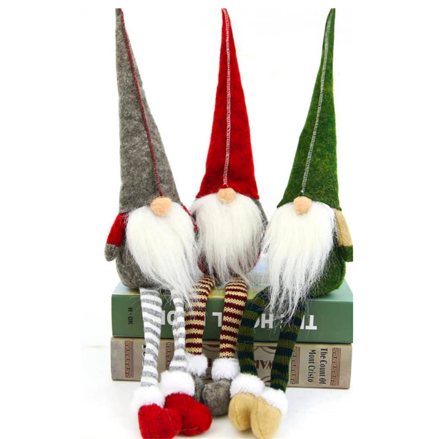 FLOOQ Gnoom Set 3 Stuks - Kerstbeelden & Figuren - Kerst Kabouter - Kerstdecoratie voor binnen - Kerstboomversiering - Gnomes