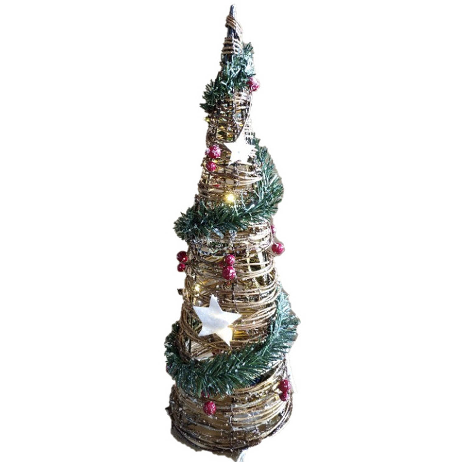 LED piramide kerstboom - H80 cm - rotan - kerstverlichting - kerstverlichting figuur