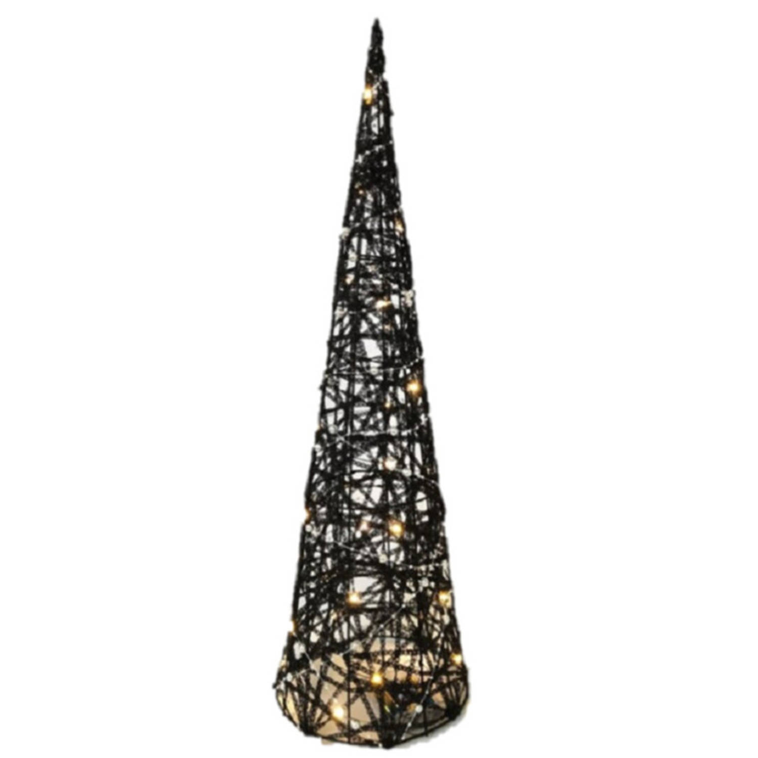 LED piramide kerstboom H80 cm zwart rotan kerstverlichting kerstverlichting figuur