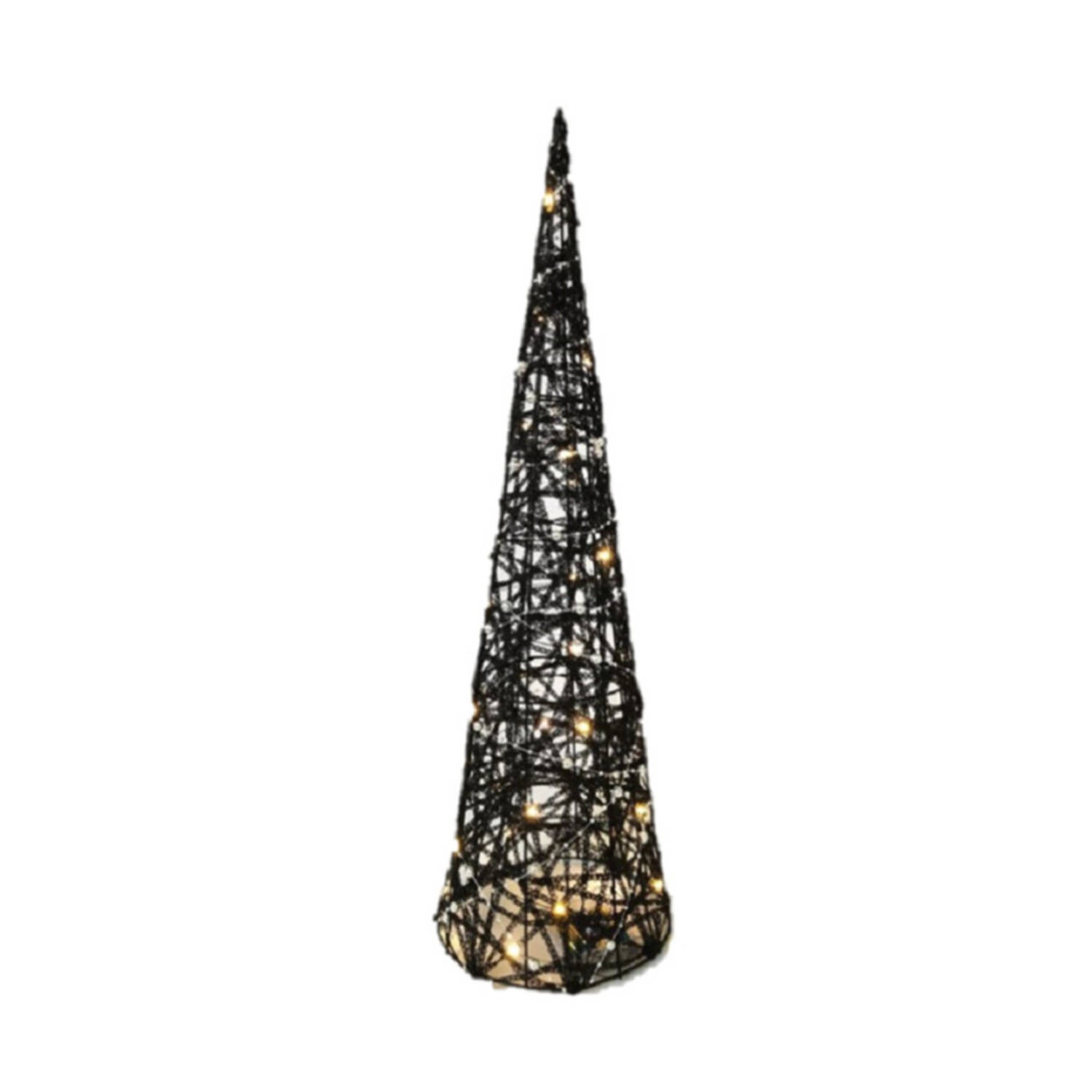 LED piramide kerstboom H40 cm zwart rotan kerstverlichting kerstverlichting figuur