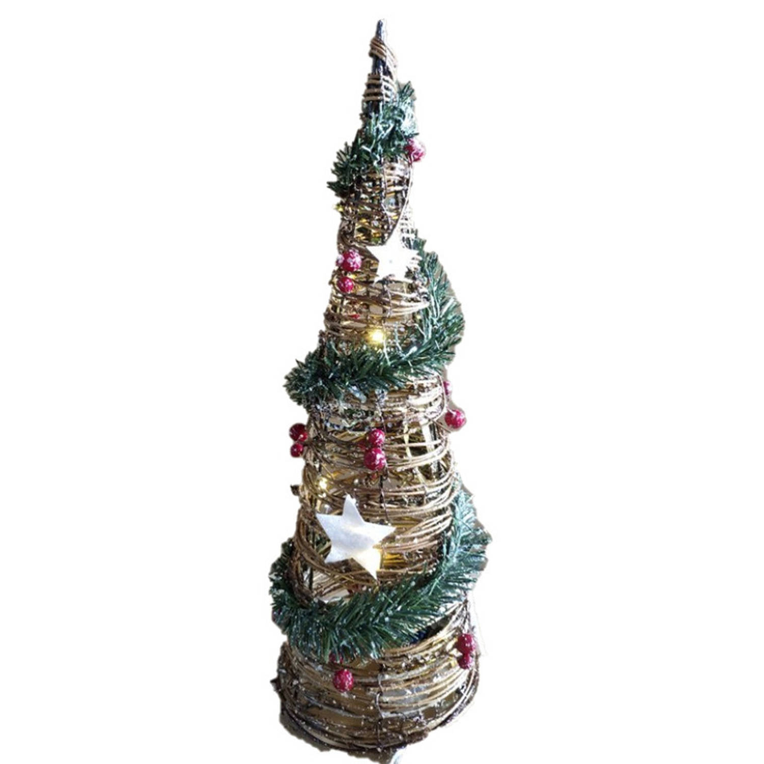 LED piramide kerstboom - H40 cm - rotan - kerstverlichting - kerstverlichting figuur