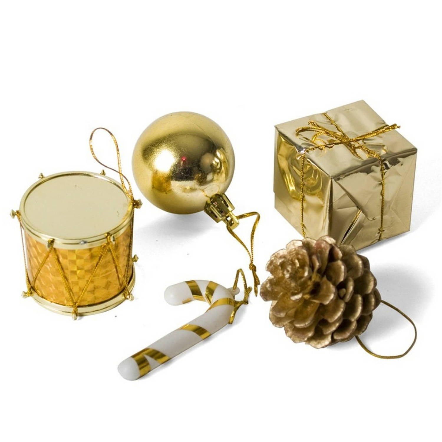 Kerststukje ornamenten - 20-delig - goud - plastic - 5 cm - Kerststukjes