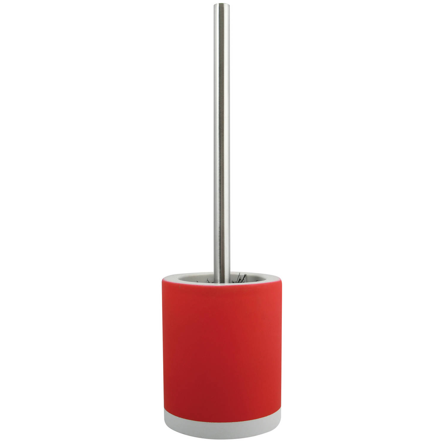 MSV Shine Toilet/wc-borstel houder - keramiek/metaal - rood - 38 cm