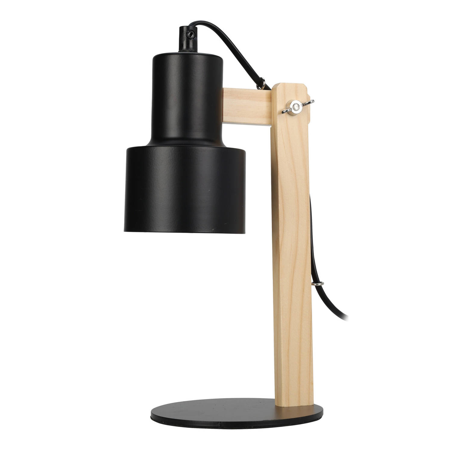 Home & Styling Tafellamp-bureaulampje Design Light hout-metaal zwart H32 cm Leeslamp Bureaulampen