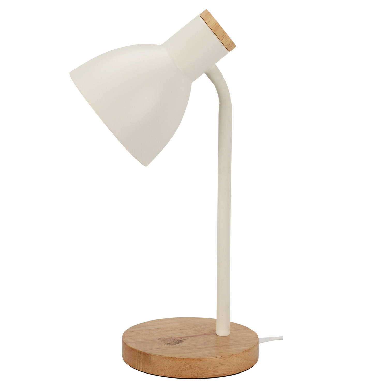 Home & Styling Tafellamp/bureaulampje Design Light - hout/metaal - wit - H36 cm - Leeslamp - Bureaulampen