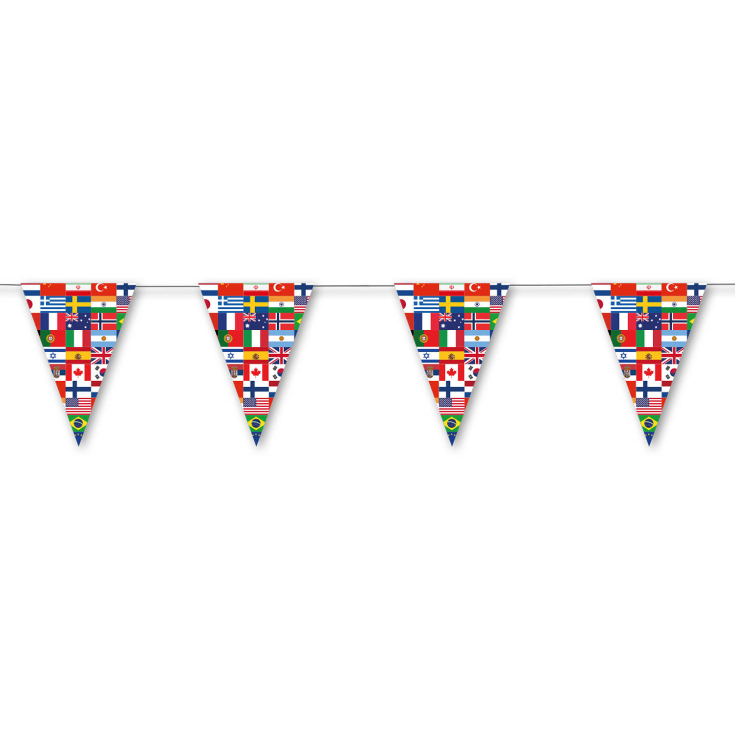 Landen thema vlaggenlijn feestslinger - internationale vlaggen - 350 cm - Versiering/feestartikelen