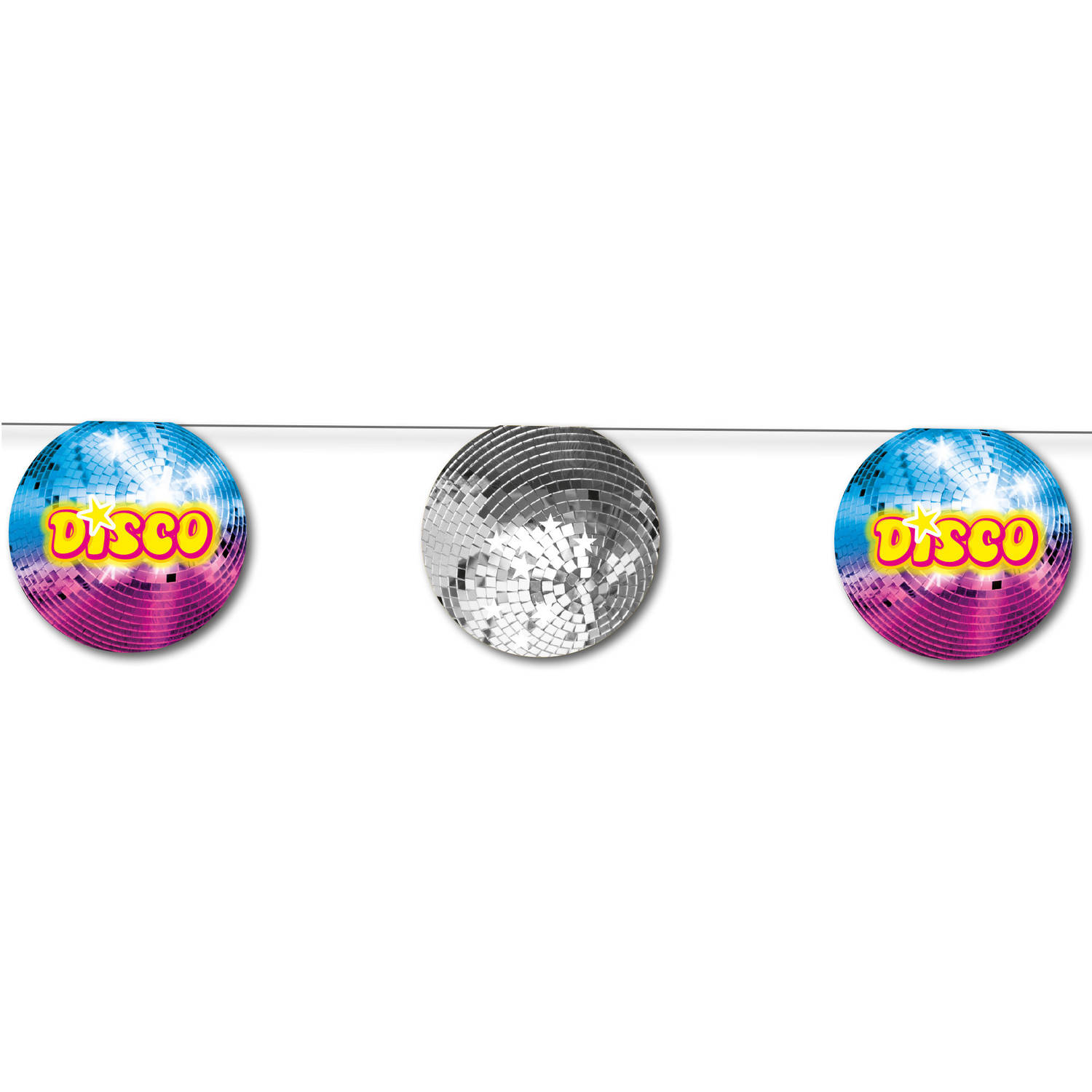 Disco/jaren 80 thema vlaggenlijn feestslinger - discobal - karton - 350 cm - Versiering/feestartikelen