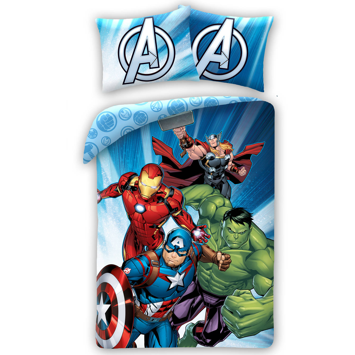Marvel Avengers Dekbedovertrek, Team Power Eenpersoons 140 x 200 cm Katoen
