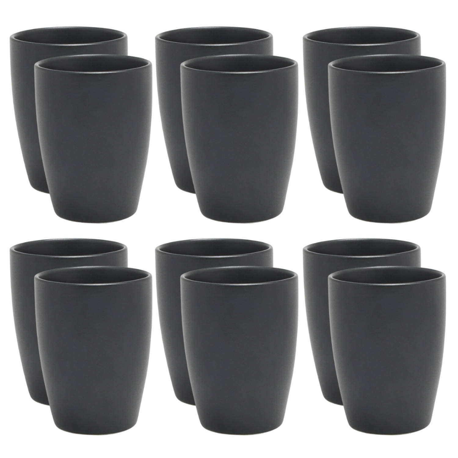 OTIX Koffiekopjes - Set van 12 - Zwart - Mat - 340ml