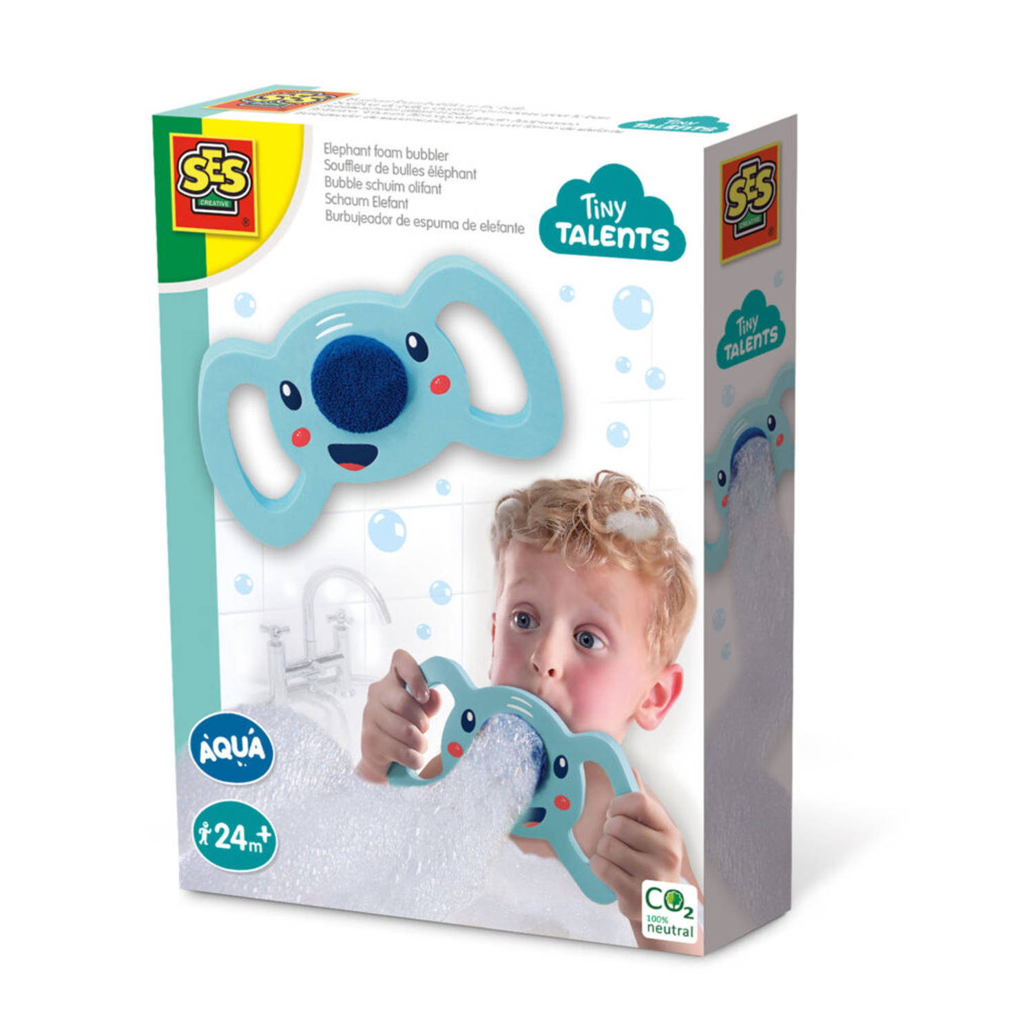 SES - Tiny Talents - Bubble schuim olifant in bad - maak bubbels met je badschuim, shampoo of douchegel - blijft drijven in bad