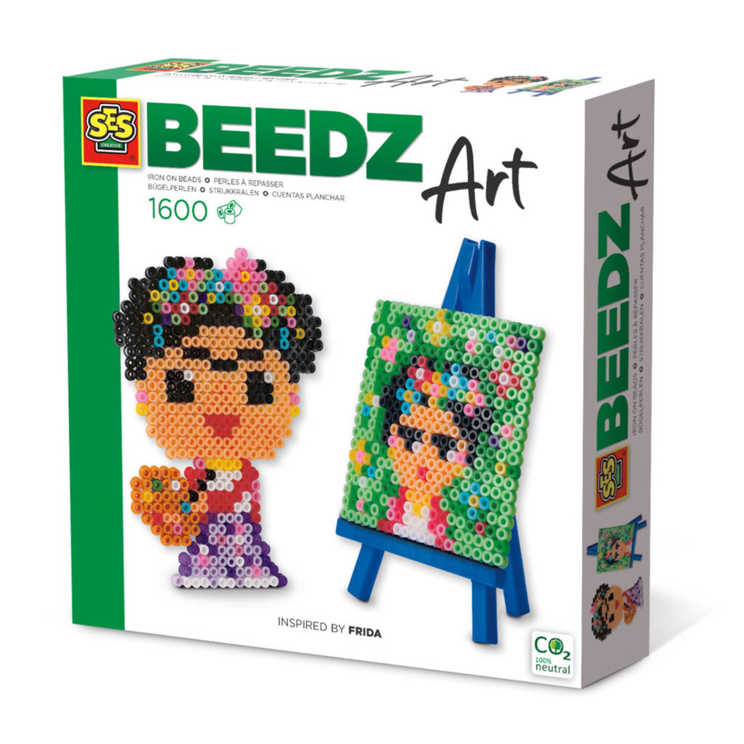 SES - Beedz Art - Mini kunstenaar Frida - met mini schildersezel - 1600 strijkkralen met legbord