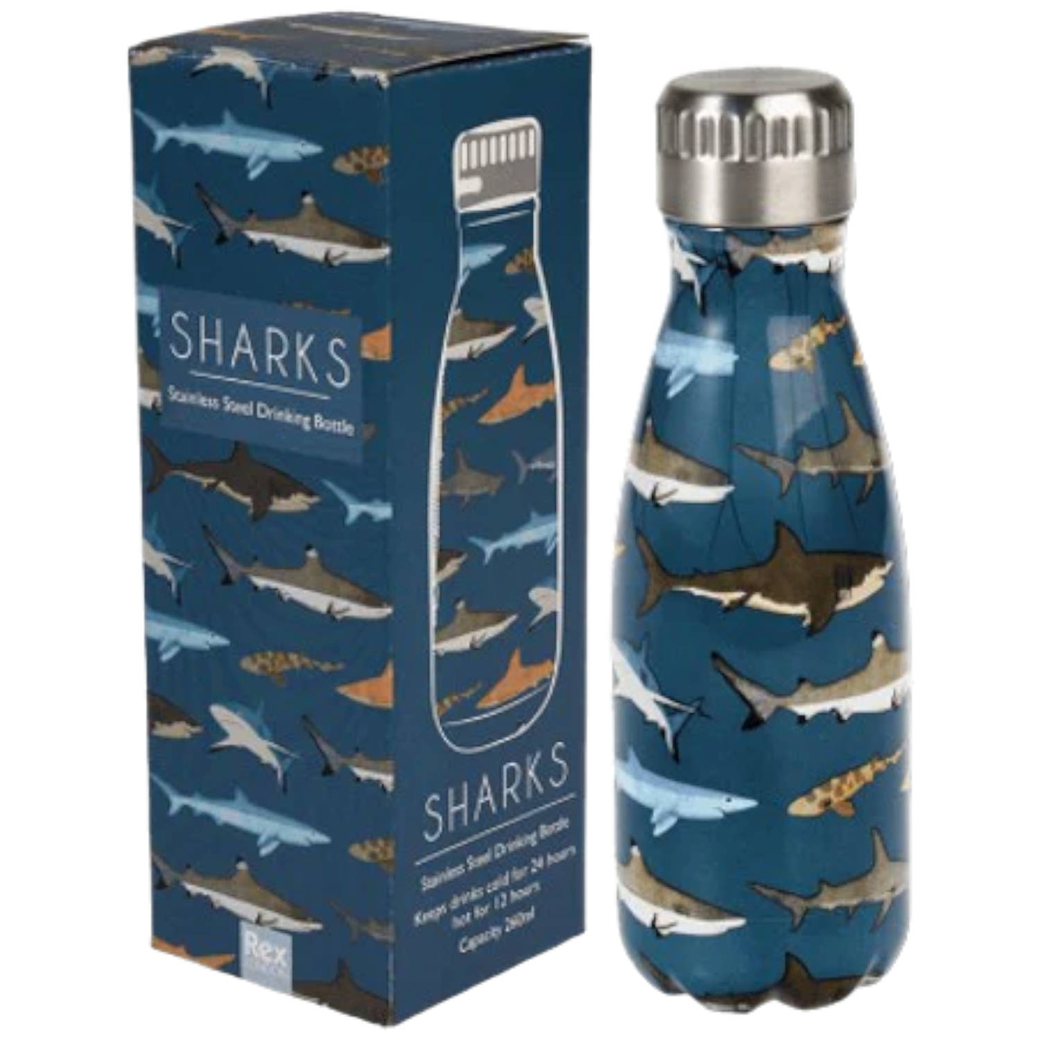 Rex London- RVS drinkfles - 260ml - Sharks -
