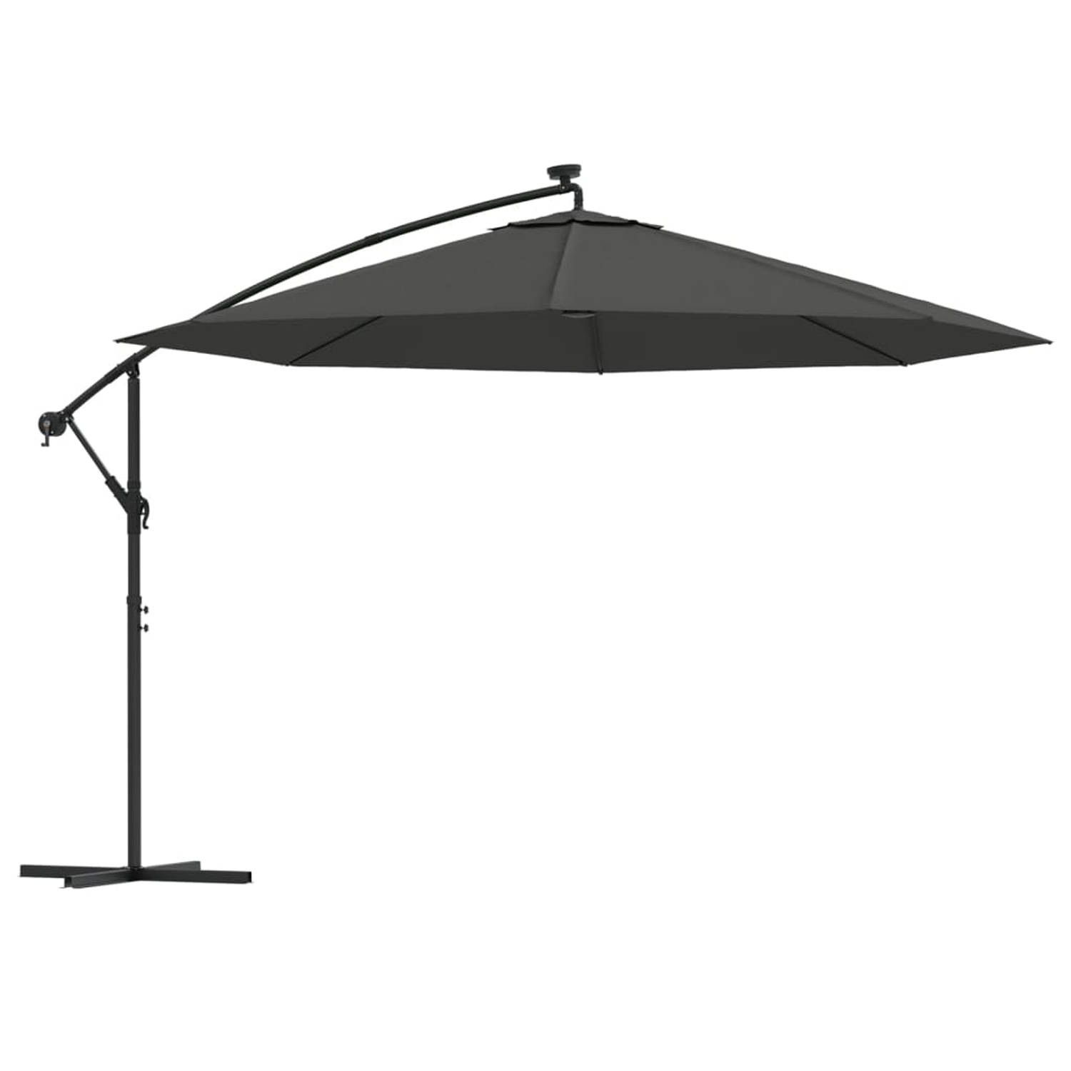 The Living Store Parasol Hangend - 350 x 290 cm - Antraciet - LED-verlichting