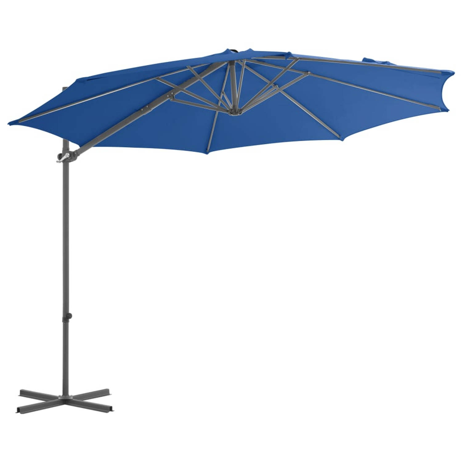 The Living Store Hangende Parasol - Azuurblauw - 300 x 255 cm - UV-beschermend polyester