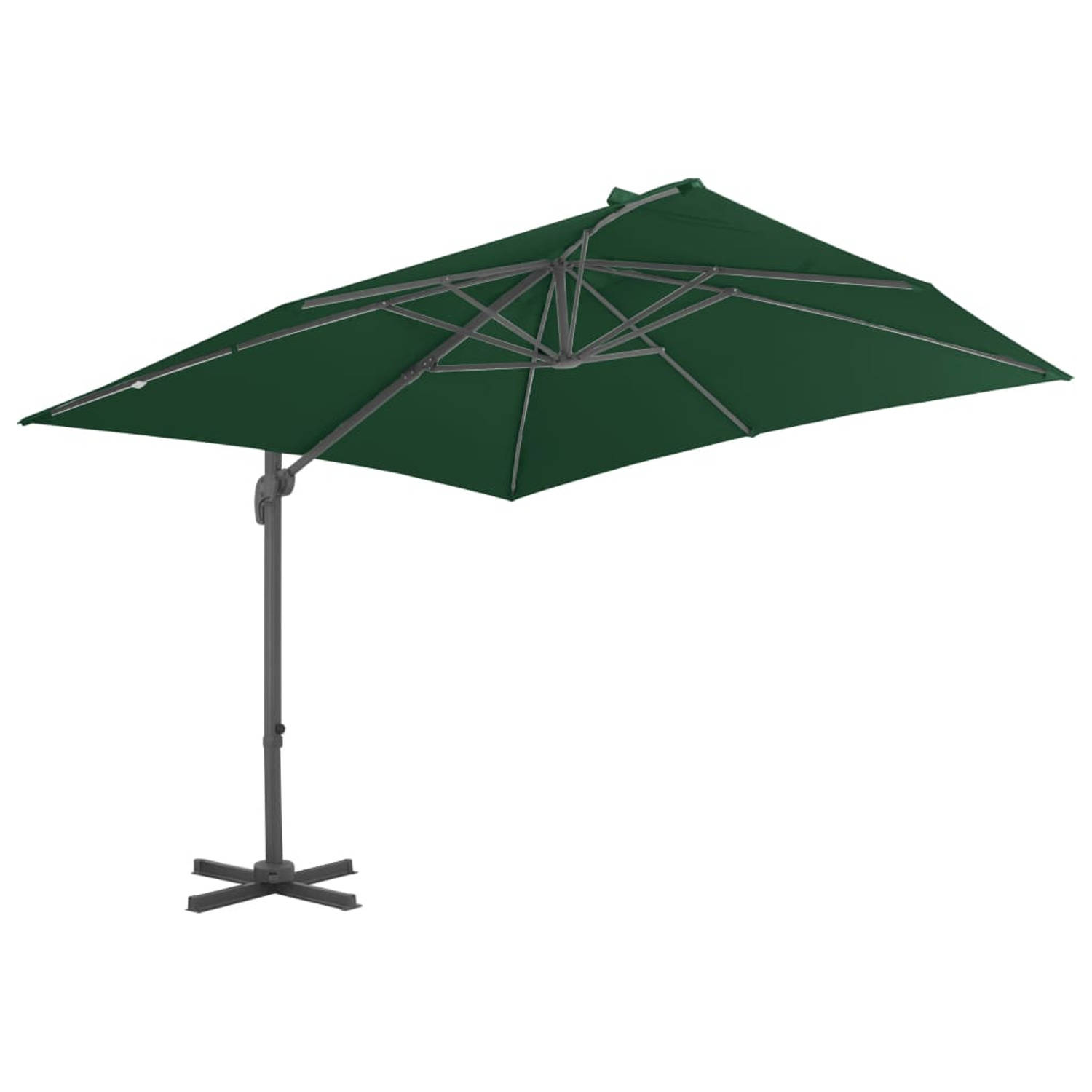 The Living Store Hangende Parasol Ancona - Groen - 400x300x268 cm - UV-beschermend polyester