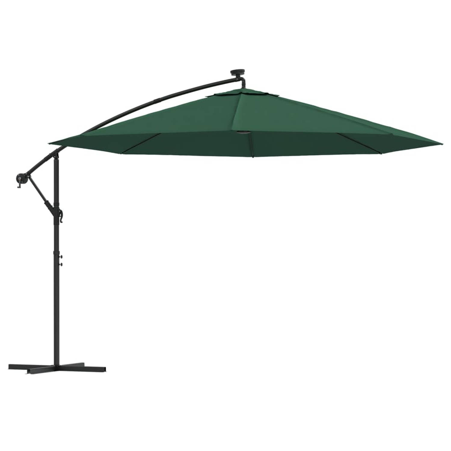 The Living Store Hangende Parasol Groen - 350 x 290 cm - LED-verlichting