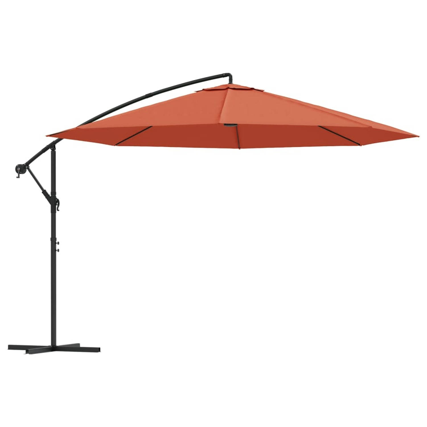 The Living Store Hangende Parasol Terracotta 350x268 cm - UV-Beschermend Polyester - Stabiele Kruisvoet - Exclusief Design