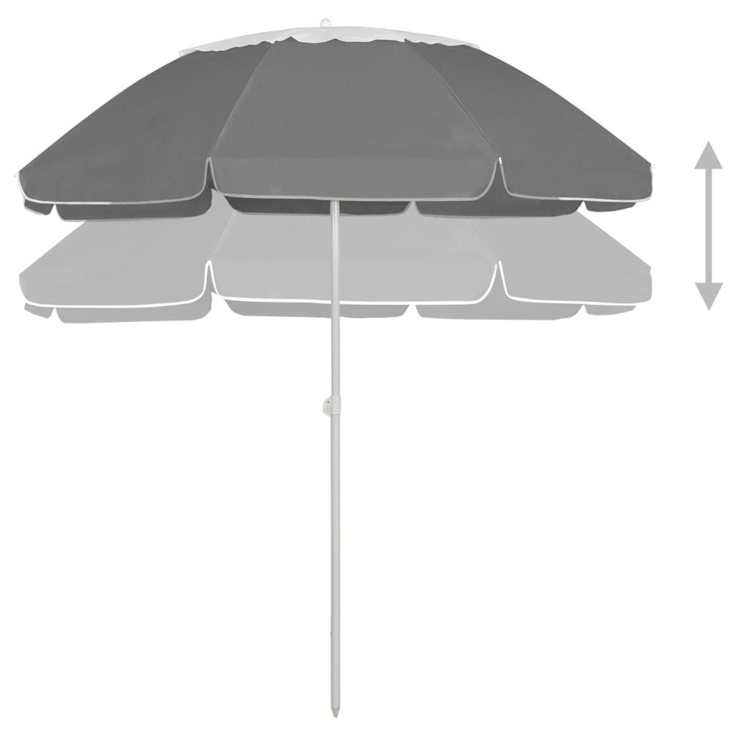 The Living Store Strandparasol - UV-beschermend polyester - Stevige baleinen - Geschikt voor parasolgat - Verstelbaar -