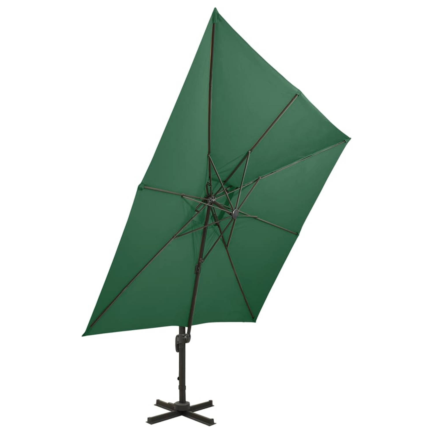 The Living Store Parasol - Groen - 300x300x258 cm - UV-beschermend polyester