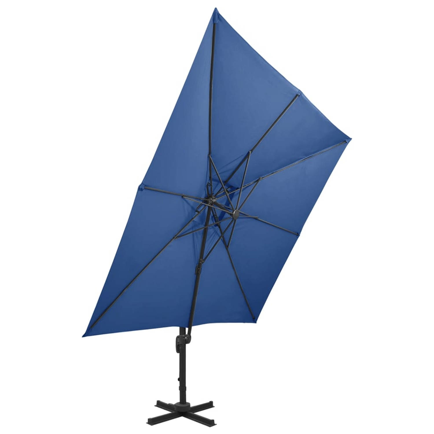 The Living Store Tuinparasol - 300x300x258 cm - AZUURBLAUW - UV-beschermend polyester - Aluminium paal - Kantelbaar en 360 graden draaibaar